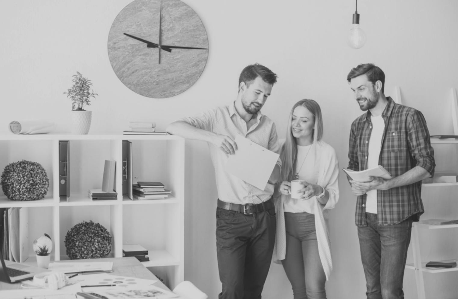 Team reviewing financial projections